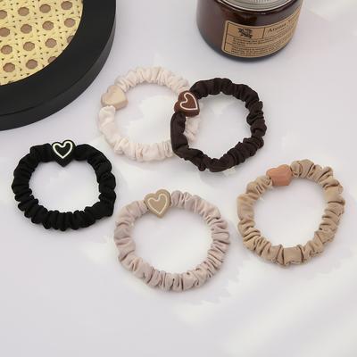 4cm 5pcs/saco Nova Chegada Mulheres Moda Coração Pano Faixa de Cabelo Corda Elástico Acessórios Para Cabelo
