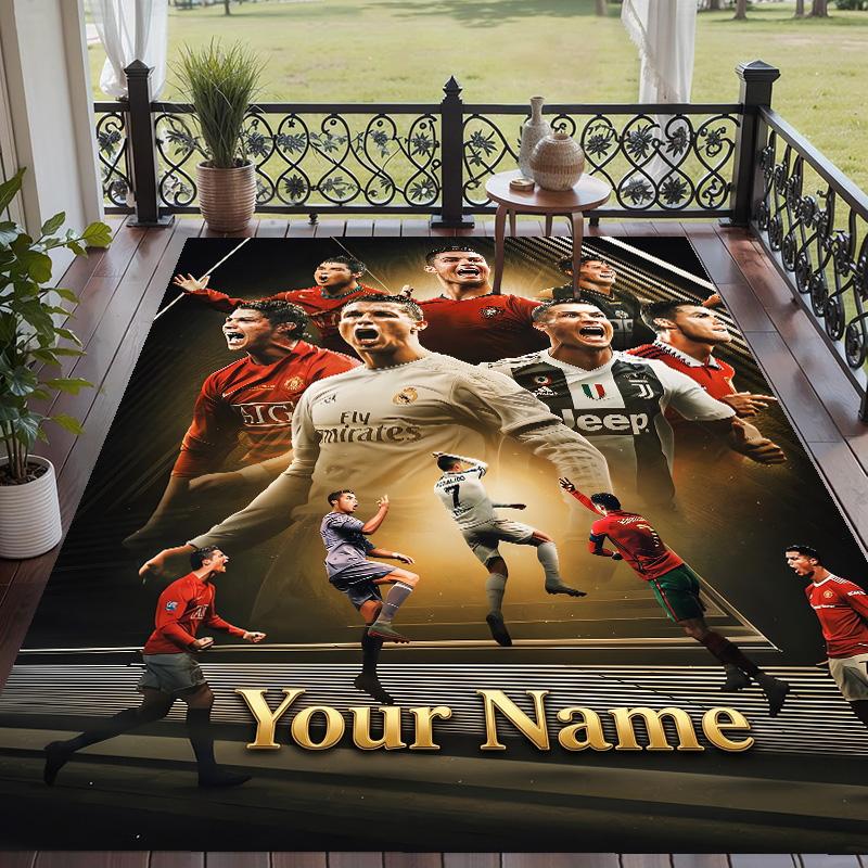 Custom Text Printed Rug Cristiano Ronaldo Non Slip Floor Carpet For Home Room Decor