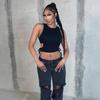 European and American Women's Clothing Hollow T-shirt Solid Color Vest Fashionable and Sexy Exposed Navel Lace-up Top