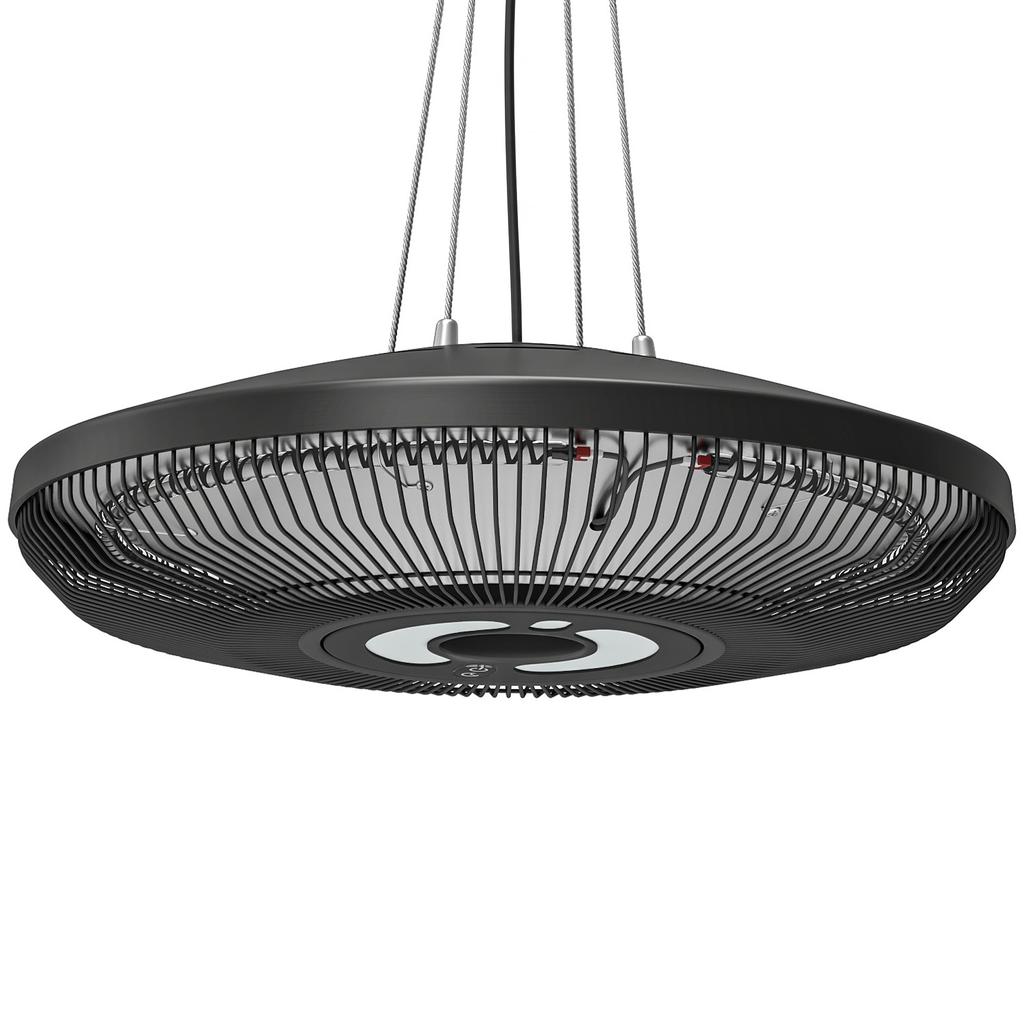 Hanging Electric Patio Heater with LED Light, 1000/2000 W IP65 Outdoor Infrared Heater with Touch/Remote Control, Black