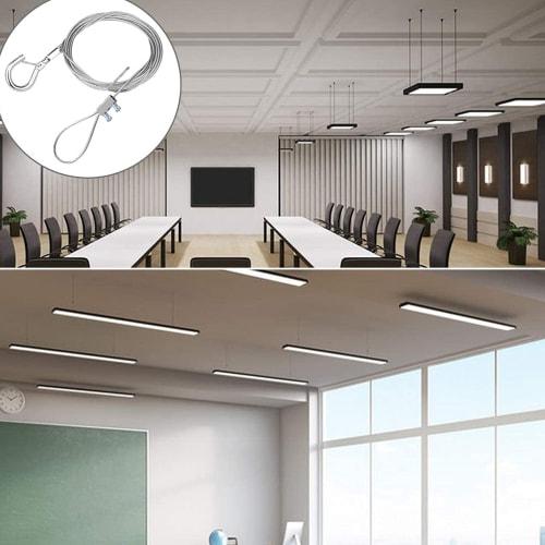 Set of 4 Adjustable Stainless Steel Fall Arrest Wire Slings with Hooks, 1.5mm Diameter, 20kg Weight Capacity, for Picture Rails, Billboards, Signs, an