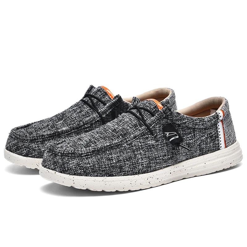 

Мужские мокасины, дышащие, без застежек, на плоской подошве, мужские вулканизированные туфли, повседневная парусиновая обувь, обувь для вождения, размер плюс 48, прогулочная обувь 40 темно серый