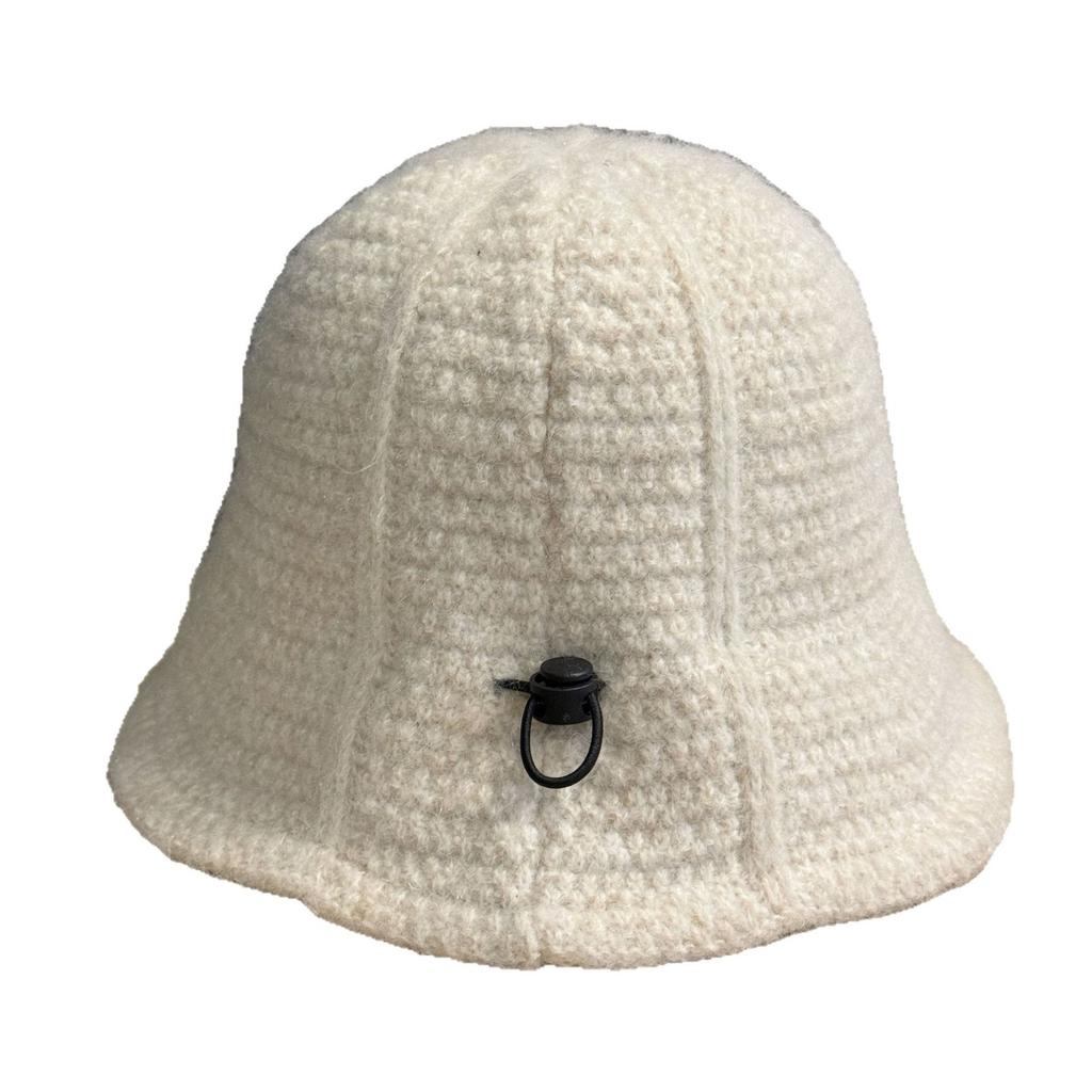 Korean Style Knitted Fisherman Hat for Women In Autumn and Winter All Match Plain Bucket Hat Thickened Warm Woolen Hat Small Basin Hat Showing Face