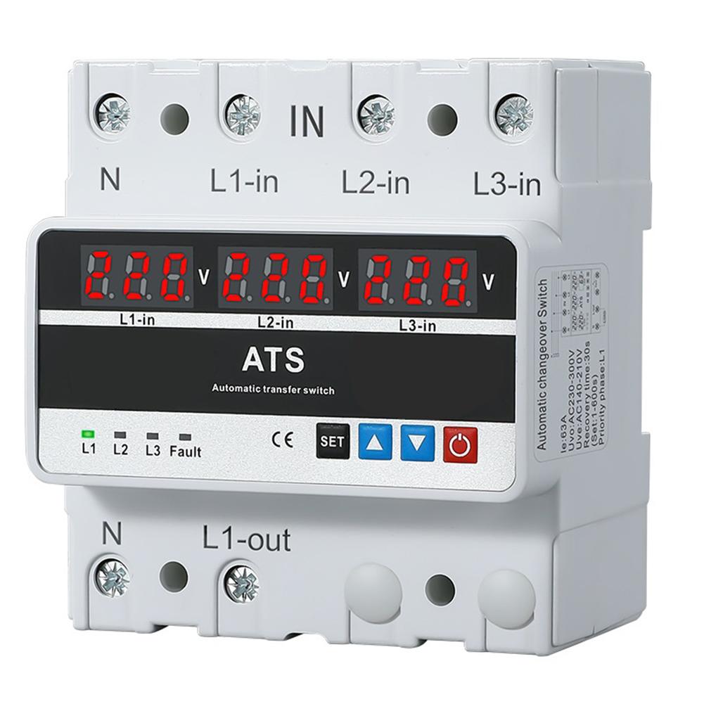 Three Phase 4-Wire Voltage Protection Relay for 220V with LCD Monitoring Current Voltage and Priority Settings