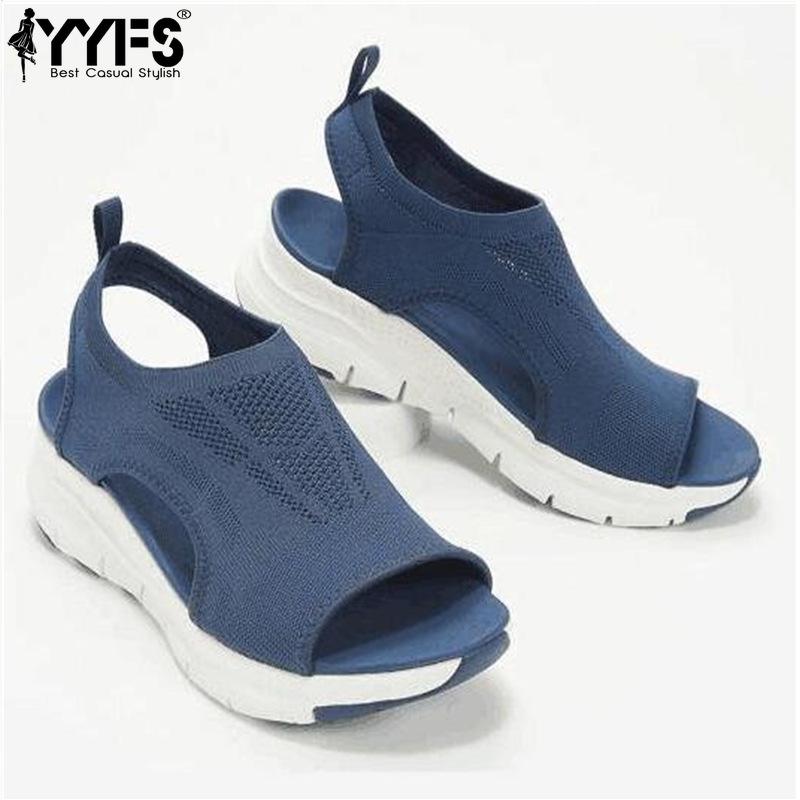 Fall Women Casual Fashion Fish Head Low Heel Sandals - Plus Size Sporty