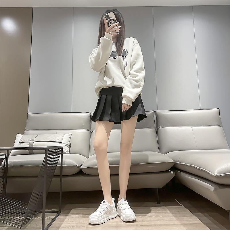 Leather little white shoes women's spring lace-up round head thick-soled versatile casual shoes board shoes women