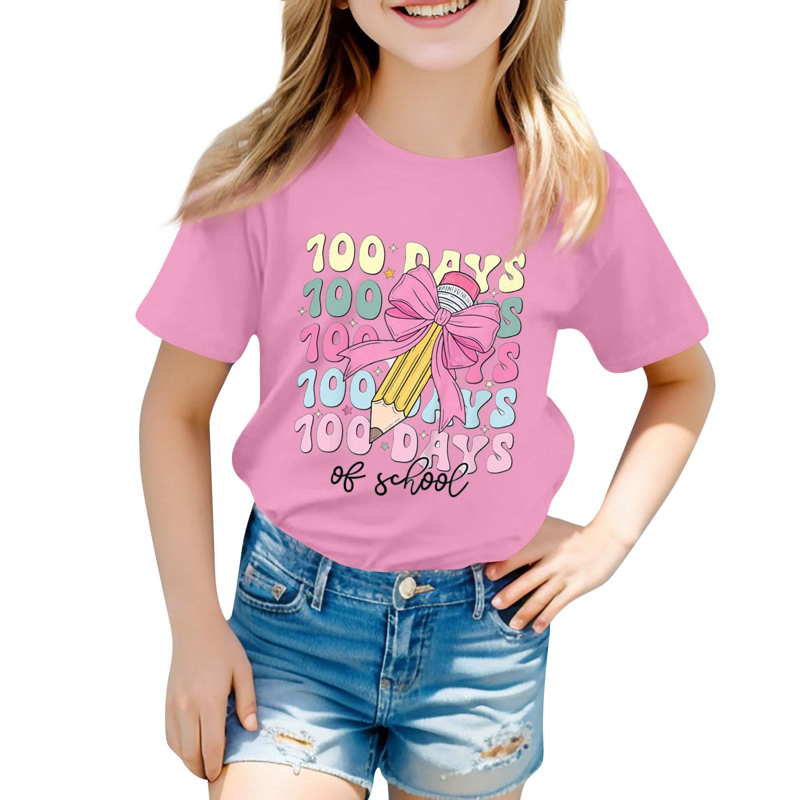 

Футболка 100 дней школы для детей, мальчиков и девочек, футболка 100-й день школы, детский сад, футболки, топы 140 розовый