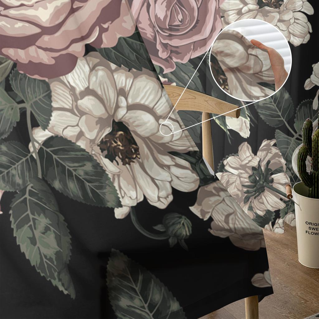 Plant Flowers Green Leaves Tulle Sheer Window Curtains for Living Room Kitchen Children Bedroom Voile Hanging Curtain
