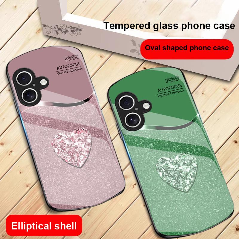 Verlauf Diamant Liebe Für iPhone 17 16 15 14 13 Plus 12 mini 11 Pro Max XR Xs Max X 7 8 6S 22 20 Elliptische Glas Handyhülle