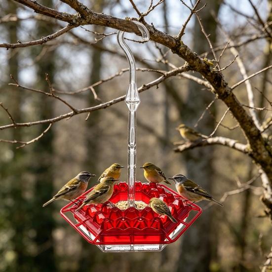 2Pcs Hanging Hummingbird Feeders Saucer Style Bird Feeders with 30 Feeding Ports Ant Moat Bee-Proof Hummingbird Nectar Feeder for Outdoor Backyard