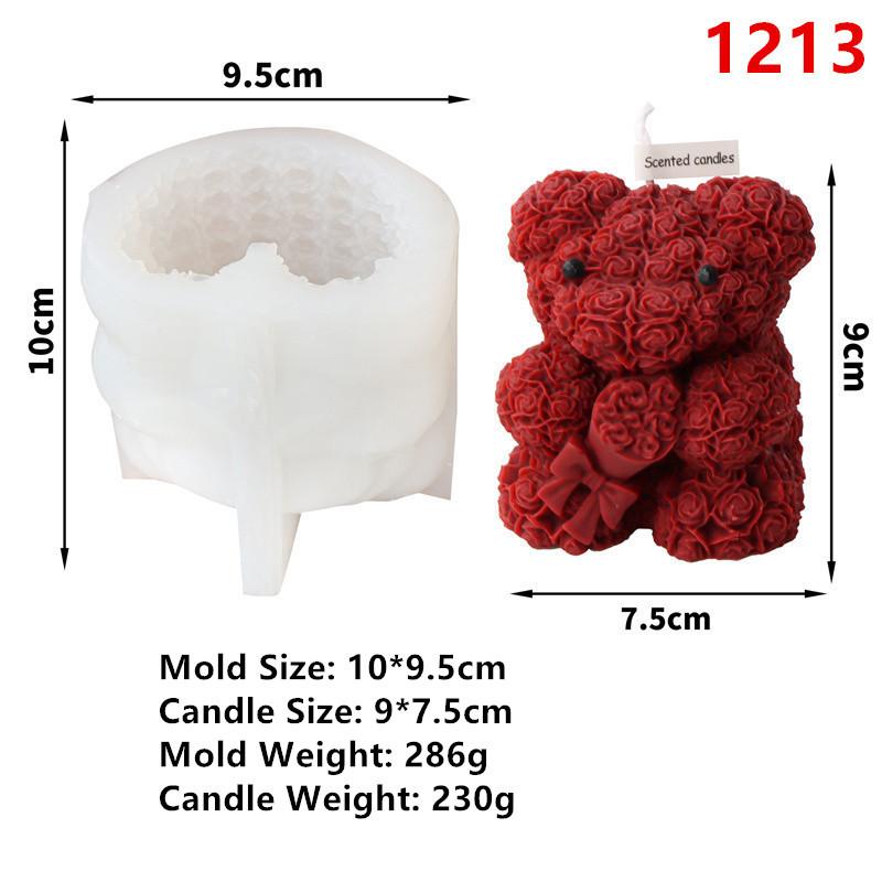 Stampo per candela profumata a forma di orso carino 3D Stampo per sapone in resina a forma di orso per candele Decorazione per la casa Stampo in silicone per candela a forma di orsetto in resina