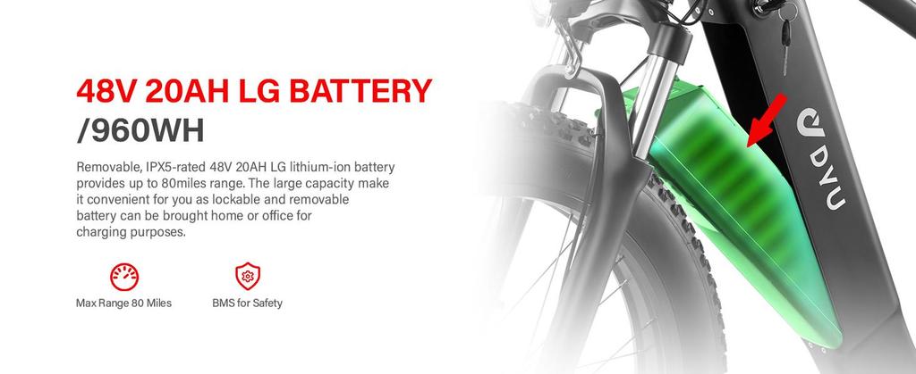 DYU KING 750 Electric Bike – 110km Range, 750W Motor, 26x4.0 Fat Tires – All-Terrain Aluminum E-Bike