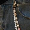 Double Layered Pearls Flower Pants Chain for Adult Unisex Trousers Chain Decorative Wallet Chain Stylish Waist Ornament
