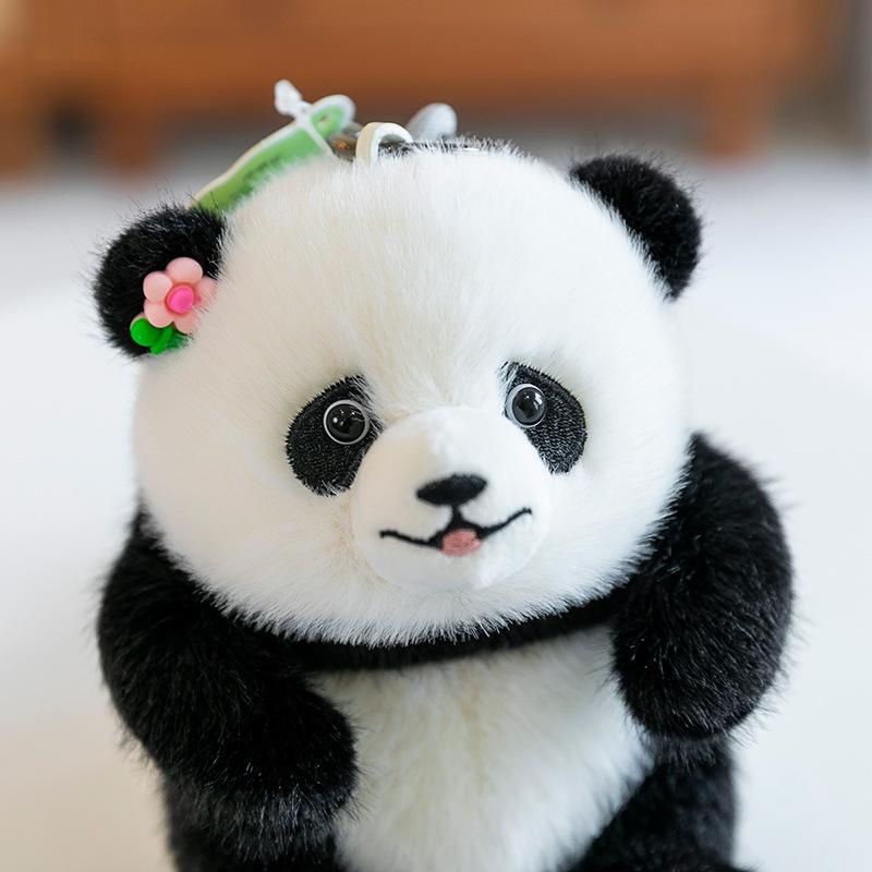 Genuine Panda Little Pendant, Giant Panda Qizai Huahua Hanhan Plush Doll Schoolbag Keychain Gift