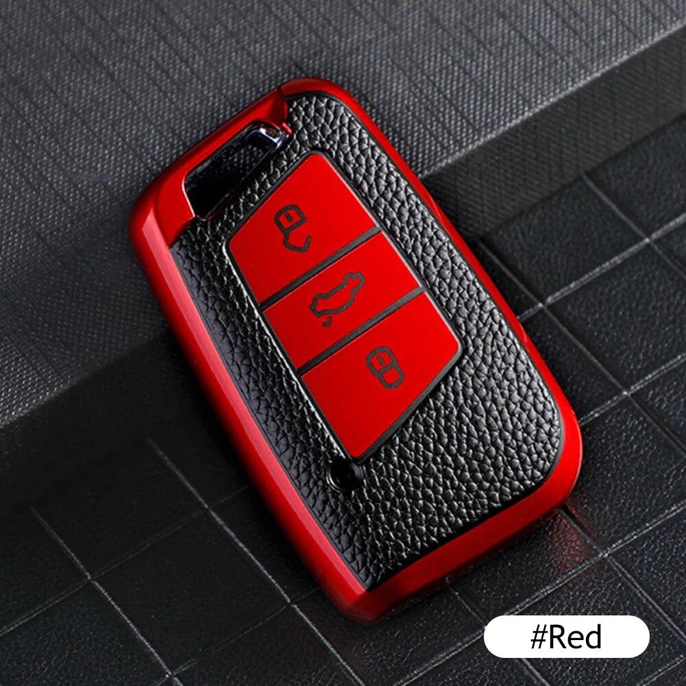 Leather Car Key Case Keys Full Cover Protection Shell Bag for VW Volkswagen Polo Tiguan Passat Golf Jetta Lavida Skoda Octavia