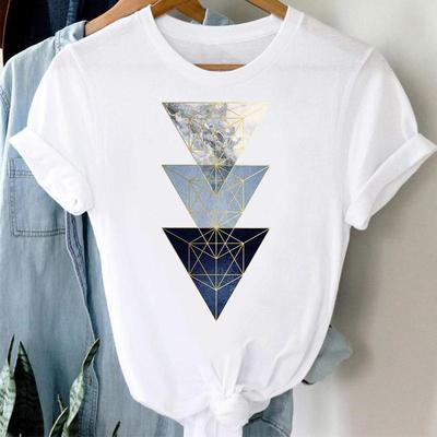 Geometrische Raum 90er Jahre Frauen Drucken Kurzarm T Top Mode T-shirt Kleidung Casual Sommer Dame Weibliche Grafik T-shirt