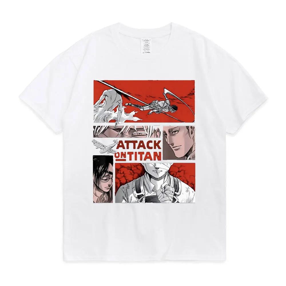 

Attack On Titan T-Shirt Men Women 100% Cotton Plus Size Loose Streetwear O-Neck Japanese Anime Oversized Printed Unisex Tees 4XL
