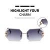 Unisex Metal Frameless Octagonal Sunglasses, Gradient Lenses With UV Protection For Daily And Outdoor Use