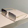 New Rimless Square Sunglasses Men Fashion Vintage Gradient Casual Shades Women Trendy Luxury Brand Design Decor Sun Glasses