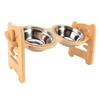 Raised Dog Bowls Stand 15 Degree Tilted Anti Slip Adjustable Dog Dish with 2 Stainless Steel Bowls F