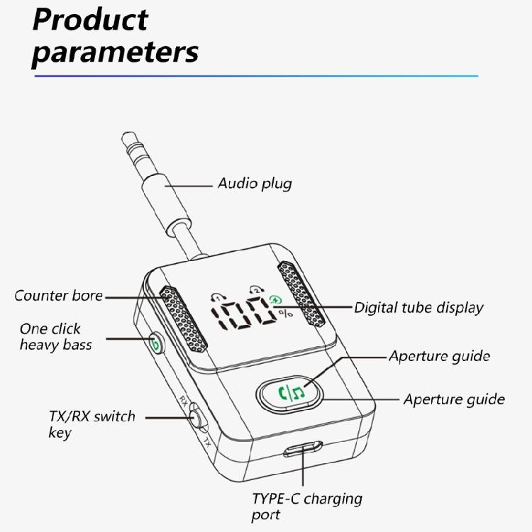 Portable Wireless Transmitter Receiver For Speakers Double Modes Long Working Easy Slide Switching Design