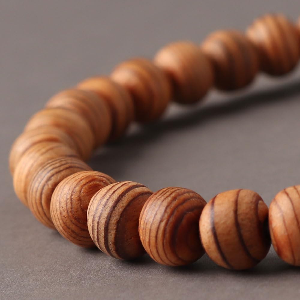 Nenju com Yakusugi-Zedernarmband, ca. 6x7 mm gerades Design Gebetsperlen-Armband aus Weltkulturerbe Yakushima-Naturholz, Amulett, Unisex, Damen und Herren