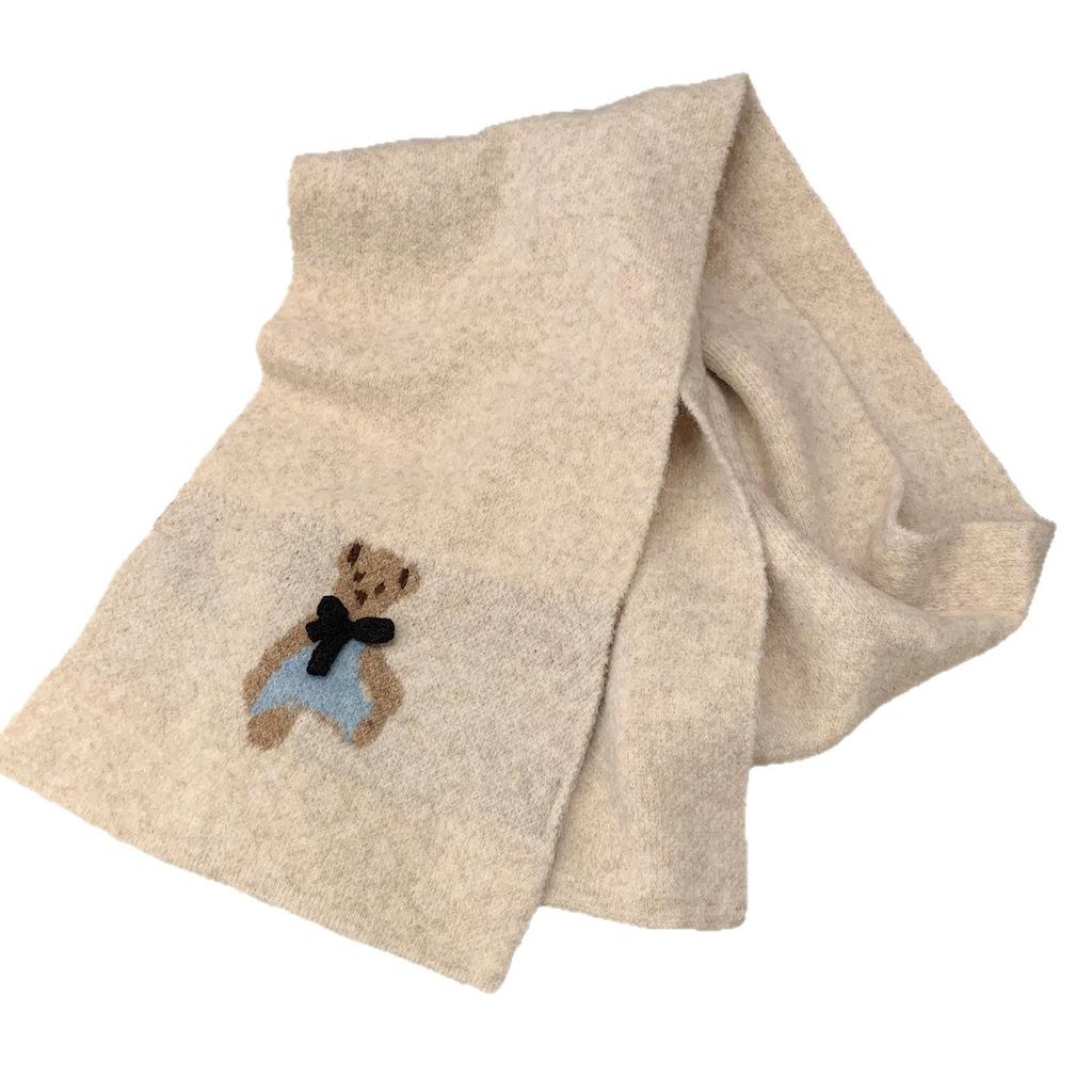 Cute Cartoon Bear Scarf Women's 1116 New Knitted Sweet and Versatile Warm and Cold Neck Protection High-end Scarf