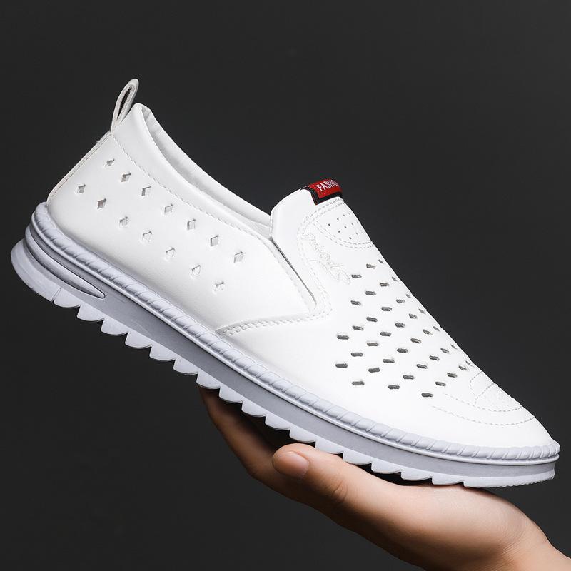 

Hollow mesh shoes summer men s sandals hollowed leather shoes soft leather cool leather shoes breathable hole shoes dad men s shoes 44