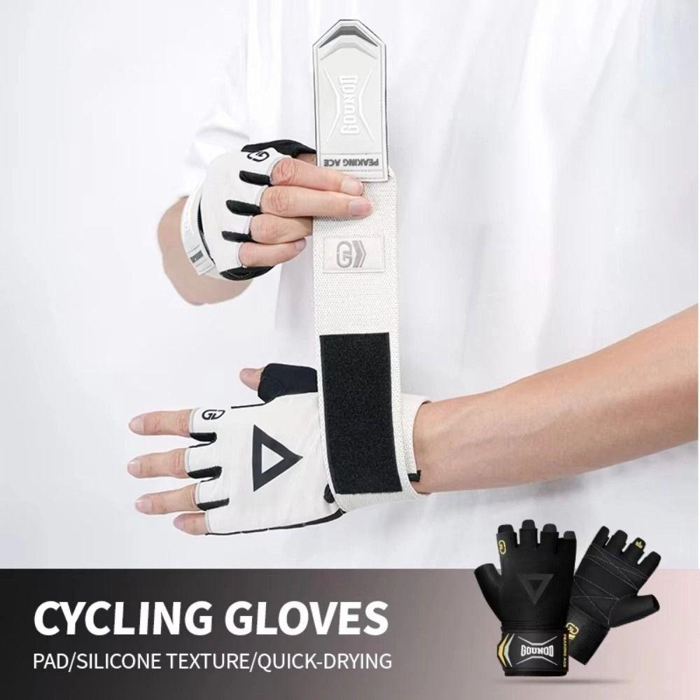 1 Pair Anti-Slip Cycling Gloves Breathable Half Finger Gloves Fitness Gloves  Weightlifting