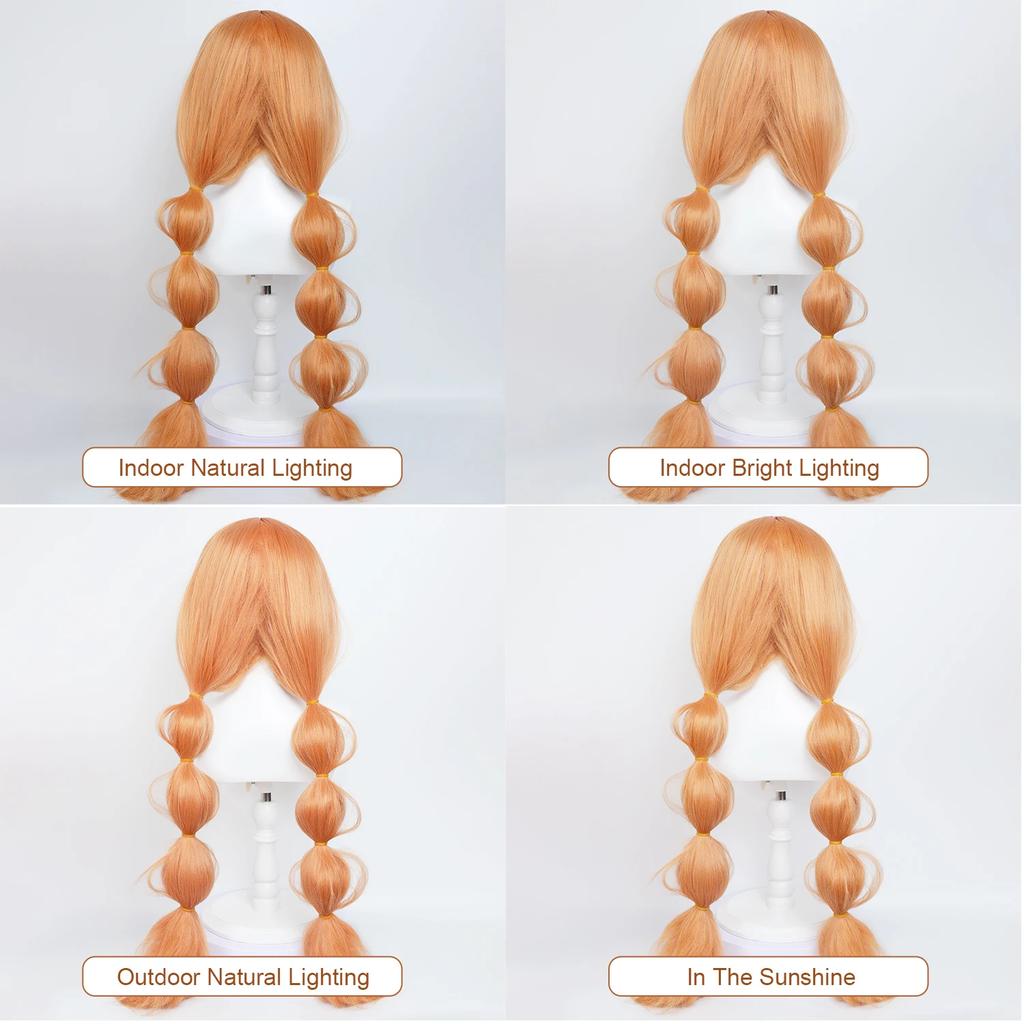 Cosplay Wig Nijisanji Virtual VTuber Kumo no Ko Anime Wig Female Anime Game Role-Play Wig Orange Synthetic Wig with Bangs