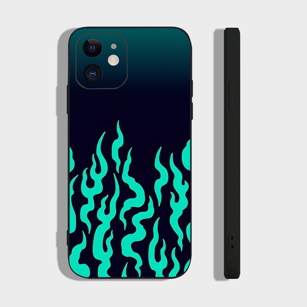 Fire For IPhone 13,17,11,12,16,14,15,Plus,Pro Max Soft Silicone Black Phone Case