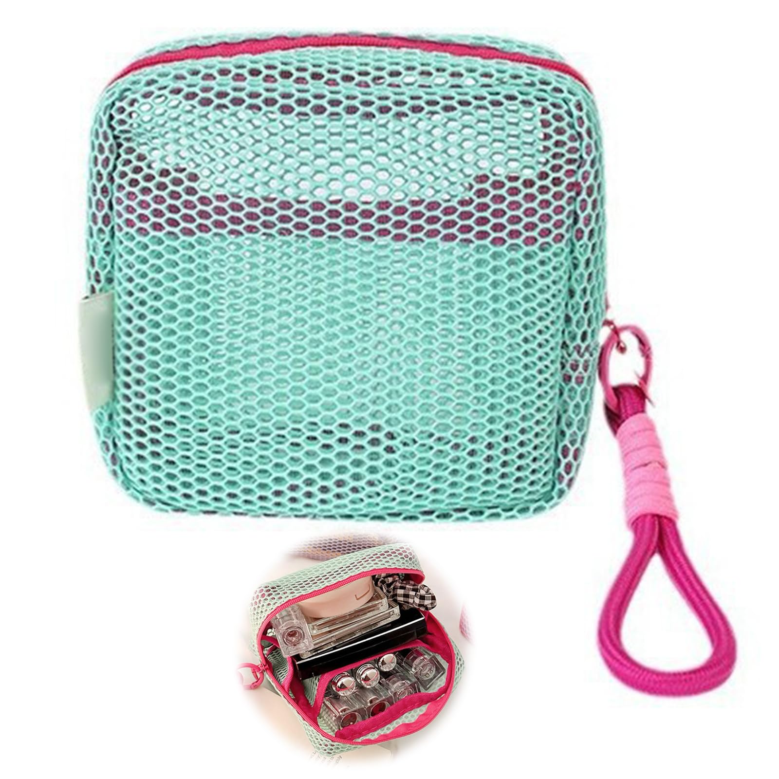 

EsiFare Small Mesh Cosmetic Large Mini Storage Bag with Holds Credit ID and Small Perfect for Business Trips and Travel Pouch, Capacity, Breathable, зелёный