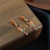 Vintage Fashion Court Bird Flower Colored Parrot Earrings Personality Trend Niche High-End Earrings