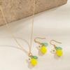 Set Collana e Orecchini Limone Fresco, Collana Clavicola Frutta Estiva a Goccia d'Olio, Accessori Auricolari Due Pezzi Stile Dolce da Ragazza