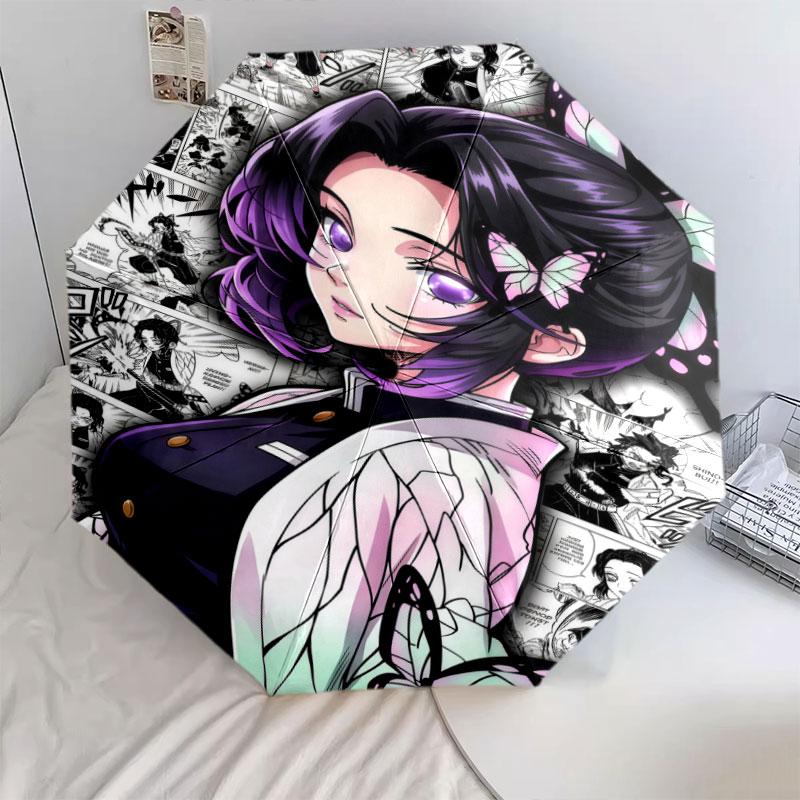 1 PC Automatic Folding Umbrella - Demon Slayer Kimetsu No Yaiba Pattern Portable Foldable Design With 8 Ribs Christmas Birthday Gifts