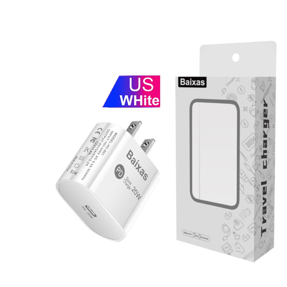 20W PD Fast Charger with EU/US/UK Plug - Single Port