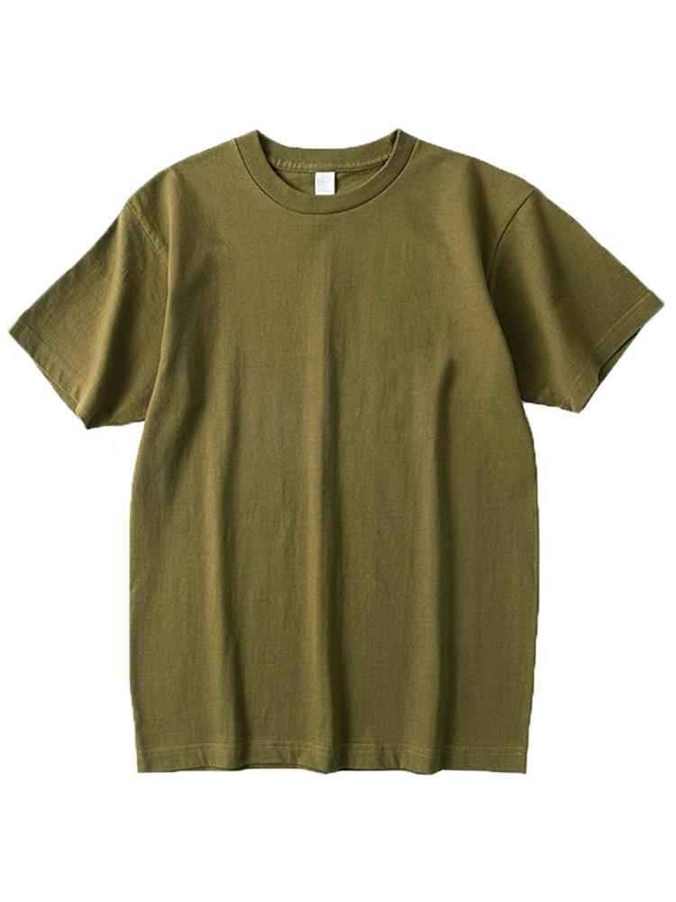 400g Heavyweight Pure White Long-Staple Cotton Summer Short-Sleeve Loose Crew Neck Base Layer T-Shirt
