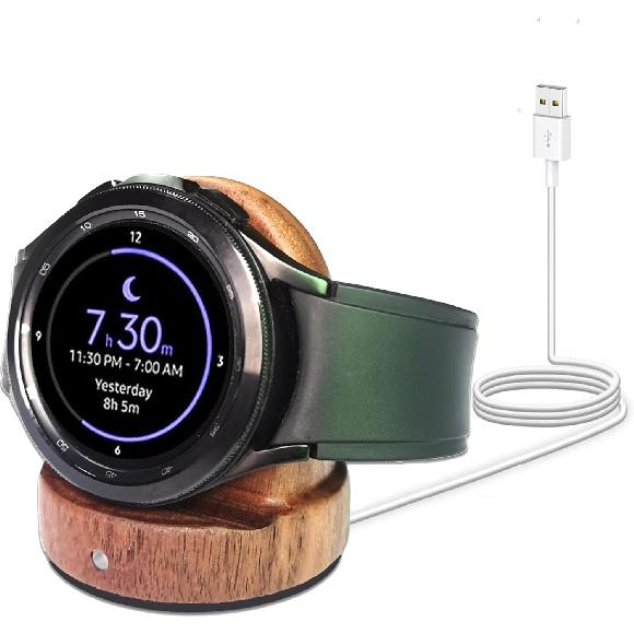 Magnetic Watch Charger Stand for Samsung Watch, Wood Galaxy Watch Charging Dock Fast Charging,Portable Wireless Charging Station for Samsung Galaxy