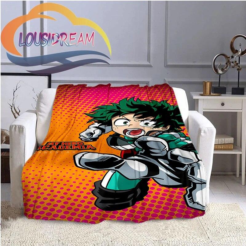 Cartoon My Hero Academia Fleece-teppe, All Over Print, Gaver til ham/hennes mønsterteppe