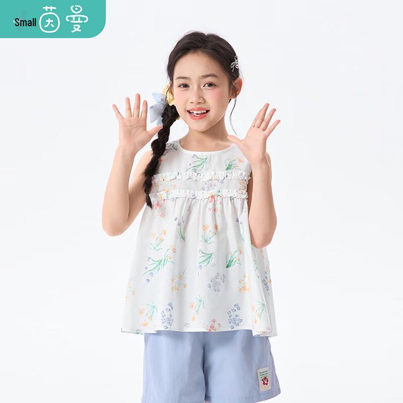 Girls Casual Sleeveless Floral Cotton Blouse 130