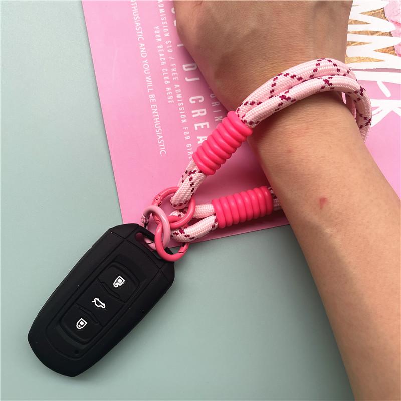 Keychain Metal Key Ring Accessories Colorful Car Keychain For Bags Charm Portable Key Chain Anti-fall Wrist Strap Couple Lanyard