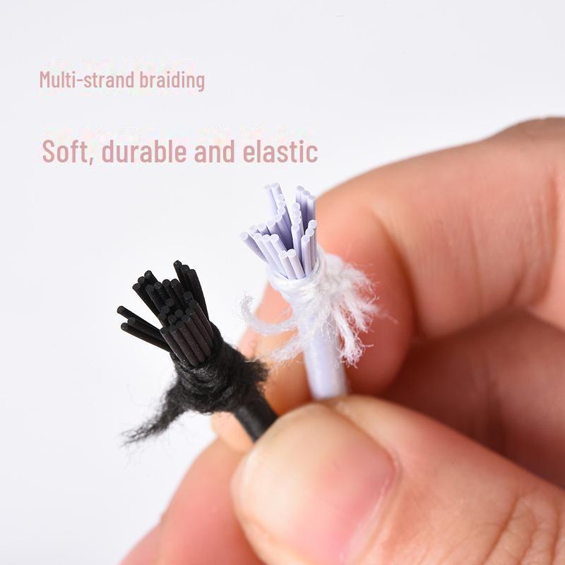 Black Beaded Round Elastic Bracelet with Latex Core