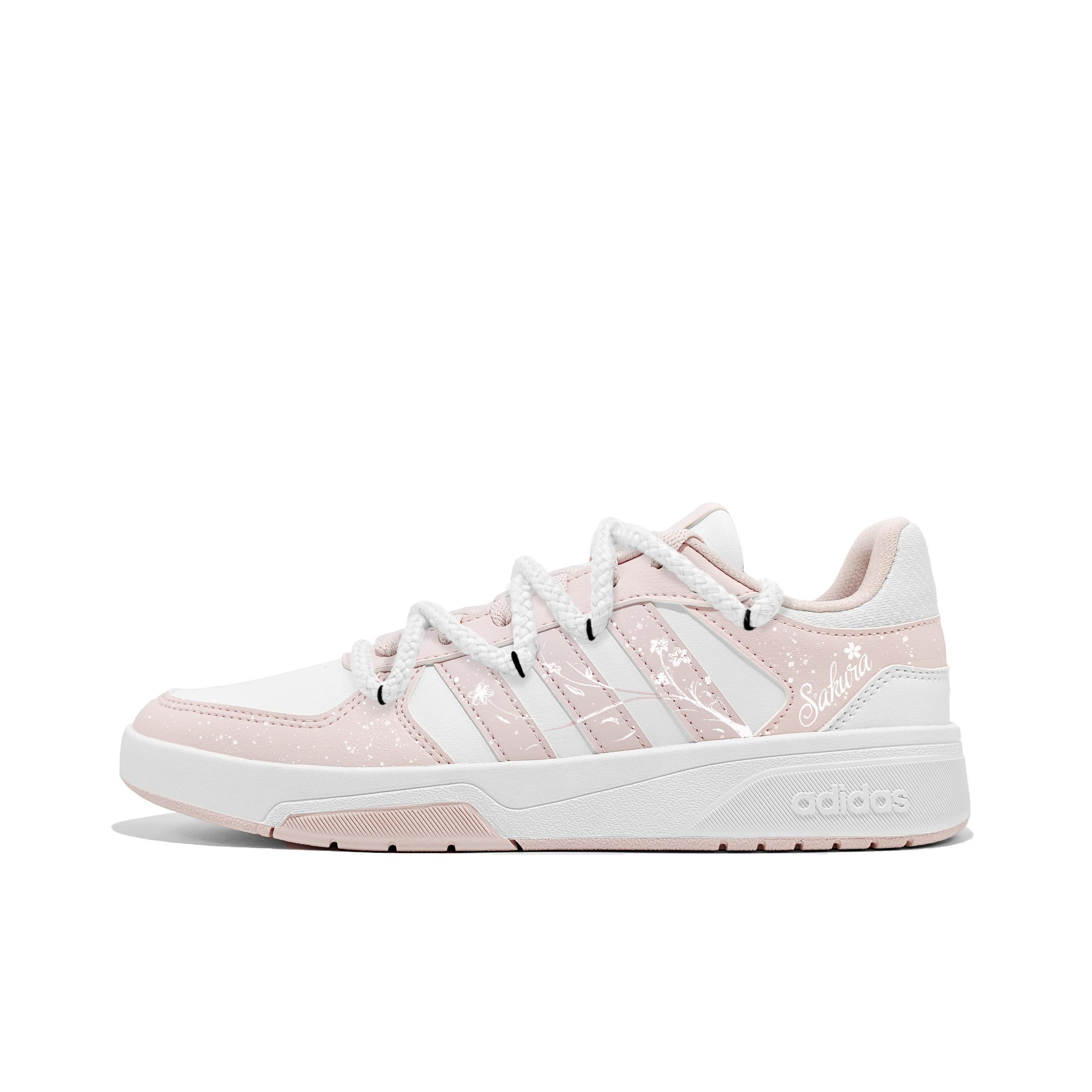 Adidas COURTBEAT Cherry Blossom Charm Synthetic Leather Slip Resistant Cushioning Abrasion Resistant Low top KI6785(Team1002-) 35⅔