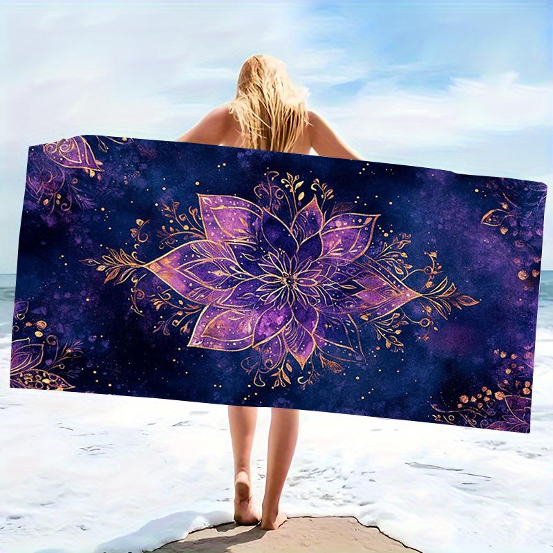 Vintage Lace Mandala Butterfly Microfiber Beach Towel Oversized Extra Large Aesthetic Blue White Pool Blanket for Women Adults