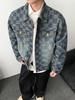 Checkered Light Luxury Unisex Denim Jacket for Spring & Autumn