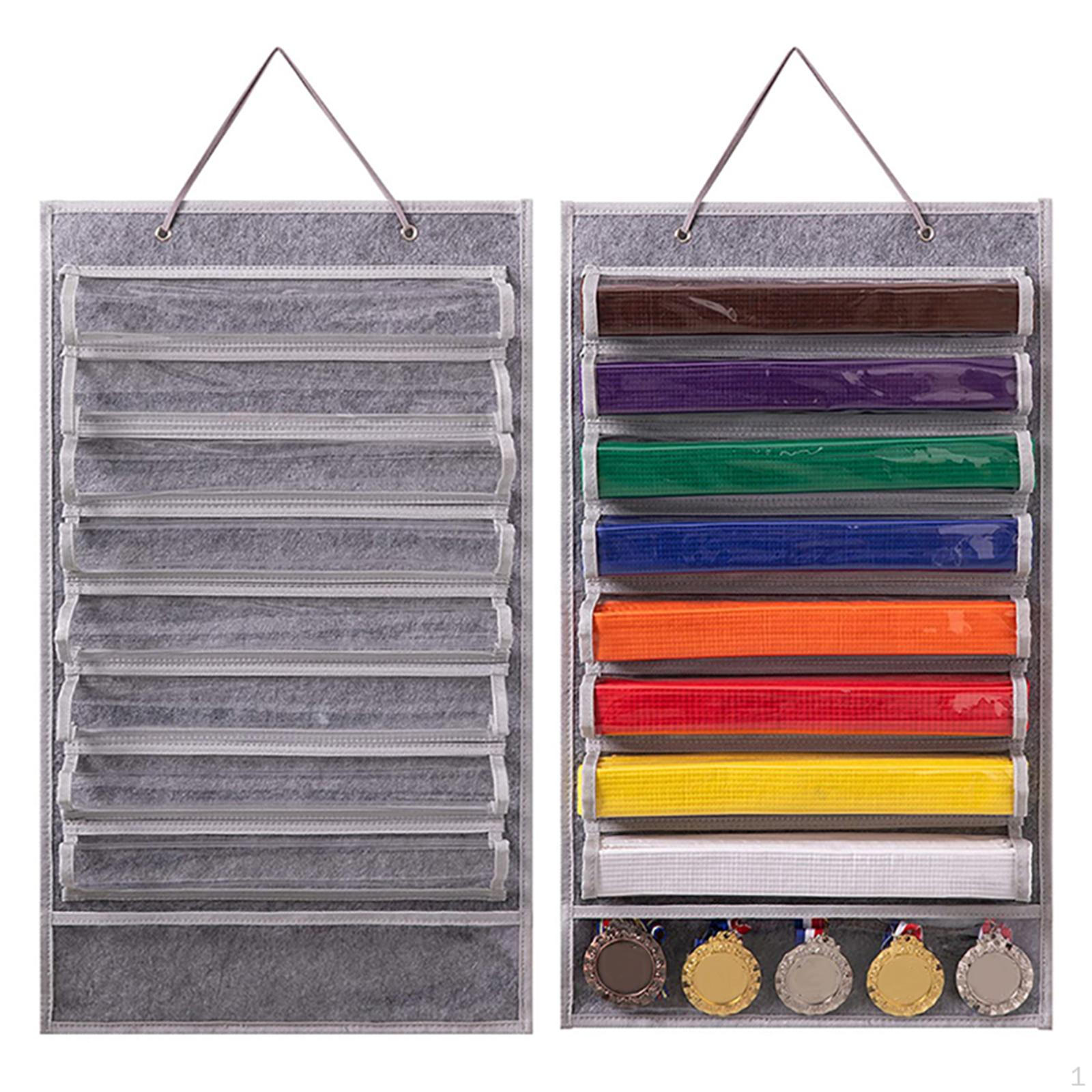 Arts Belt Storage Solution for 8 Belts And 5 Medals Display Judo, Kung Fu, MMA серый