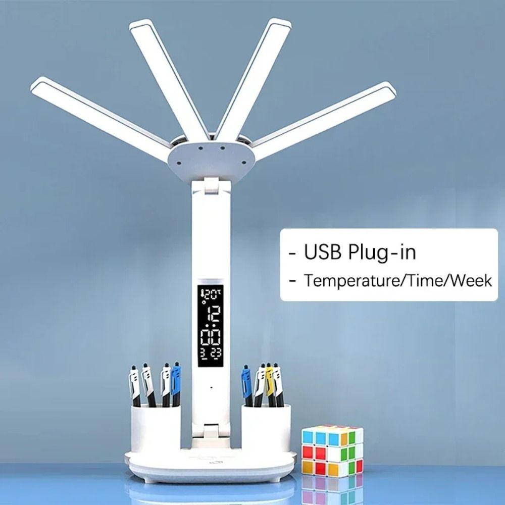 3 Colors Penholder Desk Lamp 4 Heads Tabletop Reading Lamp Convenient Led Bedside Lamp  Learning