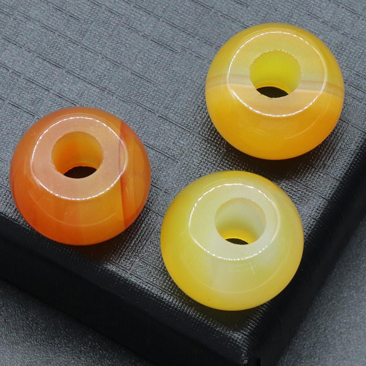 

Натуральный камень бусины с большими отверстиями круглый кристалл розовый кварц зеленый авантюрин свободные бусины для изготовления ювелирных изделий DIY ожерелье браслет аксессуары 12x18 мм 1Pc/12x18mm-Yellow Agate