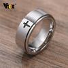 Vnox Spinner Kreuzring für Herren, Schwarz Edelstahl Drehbar Stressabbau Fingerband, Jungen Christus Jesus Religion Ring