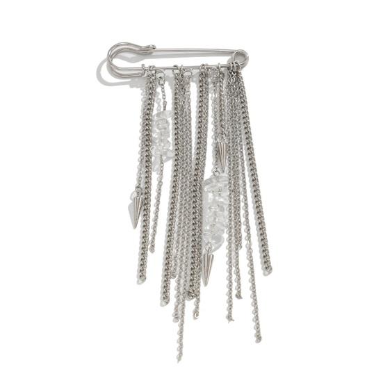 Yousheng Women Brooch Pin Tassel Jeans Anklet Jewelry Elegant Faux Pearl Accessory Chain Tassel Pin for Jeans Jackets Coats Sweaters